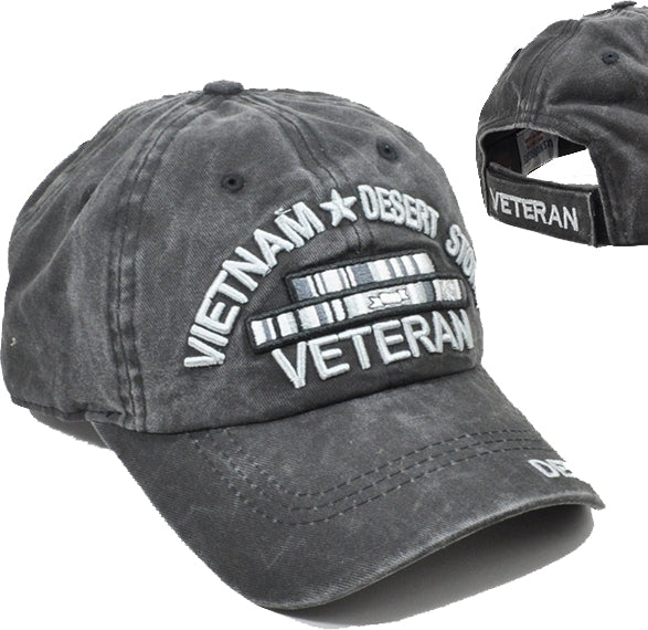 Vietnam Desert Storm Tonal Pigment Washed Cotton Mens Cap [Baseball Cap - Black]