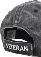 Bien Hoa Vietnam Veteran Tonal Pigment Washed Cotton Mens Cap [Baseball Cap - Black]