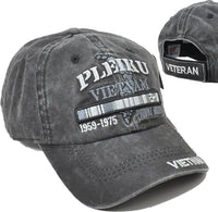 Pleiku Vietnam Veteran Tonal Pigment Washed Cotton Mens Cap [Baseball Cap - Black]