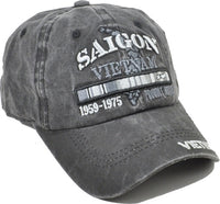 Saigon Vietnam Veteran Tonal Pigment Washed Cotton Mens Cap [Baseball Cap - Black]