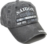 Saigon Vietnam Veteran Tonal Pigment Washed Cotton Mens Cap [Baseball Cap - Black]