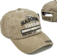 Saigon Vietnam Veteran Tonal Pigment Washed Cotton Mens Cap [Baseball Cap - Khaki]