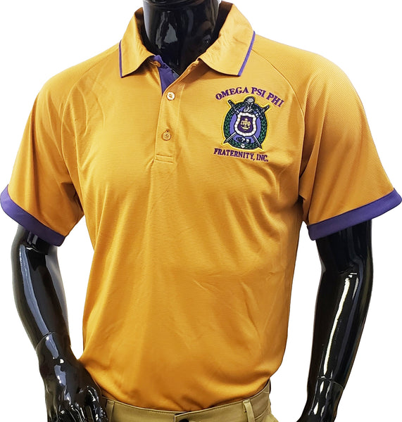 Buffalo Dallas Omega Psi Phi DriFit Polo Shirt [Short Sleeve - Gold]