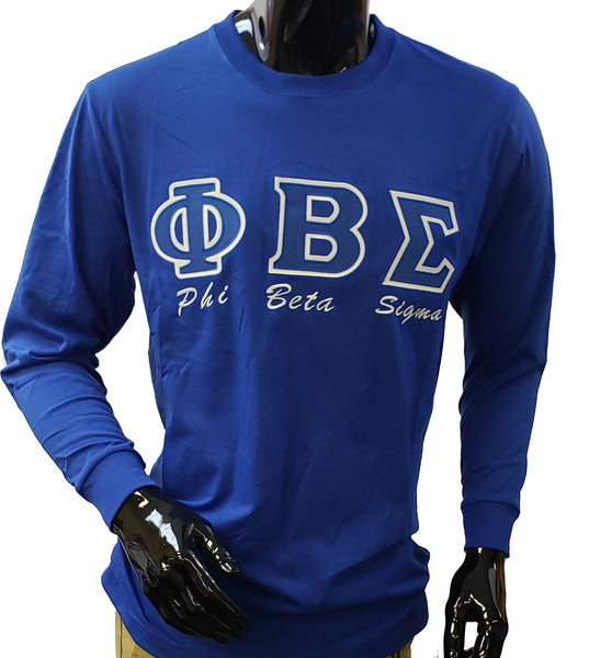 Buffalo Dallas Phi Beta Sigma Embroidered T-Shirt [Long Sleeve - Blue]