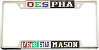 Eastern Star + Mason - PHA Split License Plate Frame [Decal Visible Frame - Silver/Black/Silver]
