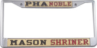 Mason - PHA + Shriner Split License Plate Frame [Silver Standard Frame - Gold/Black/Gold/Red]