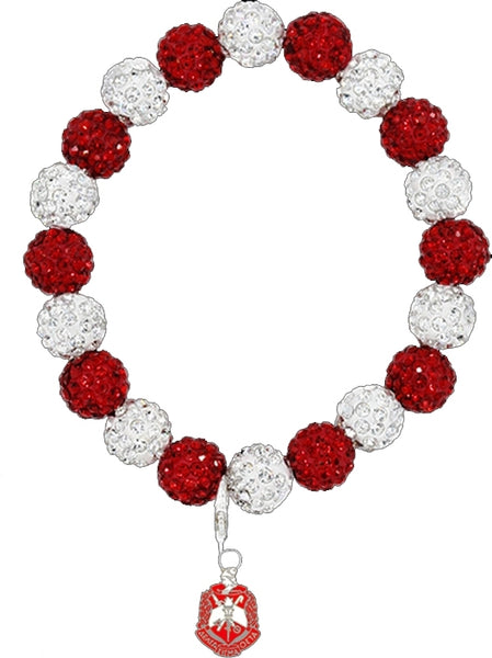 Delta Sigma Theta Crest Stone Bead Bracelet [Silver]