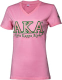 Alpha Kappa Alpha Luxury Embroidered Womens Tee [Pink]