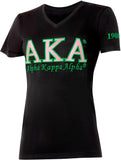 Alpha Kappa Alpha Luxury Embroidered Womens Tee [Black]