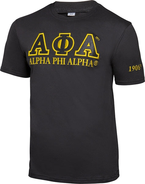 Alpha Phi Alpha Luxury Embroidered Mens Tee [Short Sleeve - Black]