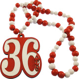 Delta Sigma Theta Wood Color Bead Tiki Line #36 Medallion [Red/White]