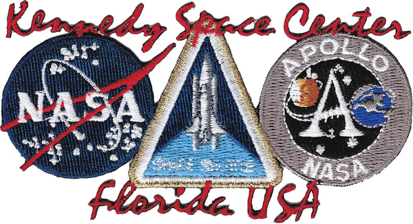 NASA Kennedy Space Center Three Logo Iron-On Patch [Multi-Colored]