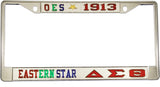 Eastern Star + Delta Sigma Theta Split License Plate Frame [Silver Standard Frame - Silver/Silver/Red]