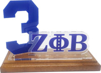 Zeta Phi Beta Acrylic Desktop Line #3 With Wooden Base [Brown]
