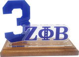 Zeta Phi Beta Acrylic Desktop Line #3 With Wooden Base [Brown]