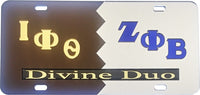 Iota Phi Theta + Zeta Phi Beta Split Divine Duo License Plate [Brown/Silver]