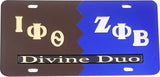 Iota Phi Theta + Zeta Phi Beta Split Divine Duo License Plate [Brown/Blue]