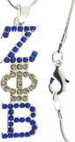 Zeta Phi Beta Drop Letter Crystal Pendant With Chain [Silver]