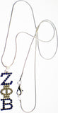 Zeta Phi Beta Drop Letter Crystal Pendant With Chain [Silver]
