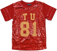 Big Boy Tuskegee Golden Tigers S2 Ladies Sequins Tee [Crimson Red]