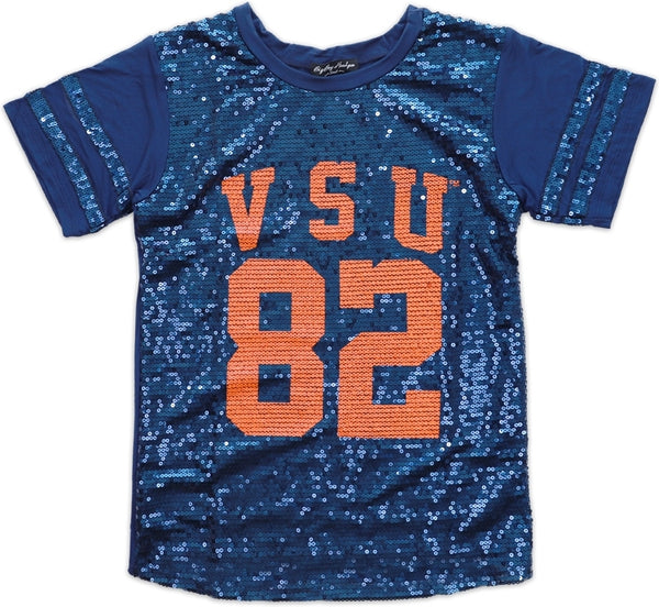 Big Boy Virginia State Trojans S2 Ladies Sequins Tee [Navy Blue]