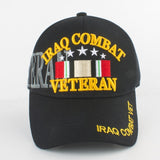 Iraq Combat Veteran Ribbon Text Shadow Mens Cap [Baseball Cap - Black]