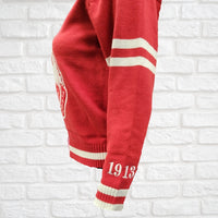 Buffalo Dallas Delta Sigma Theta Chenille V-Neck Varsity Sweater [Red]