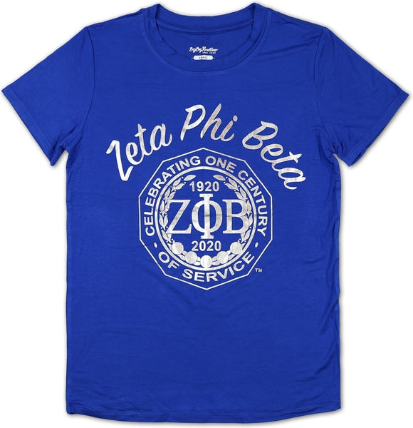 Big Boy Zeta Phi Beta Centennial Divine 9 S2 Foil Print Ladies Tee [Royal Blue]