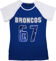 Big Boy Fayetteville State Broncos Ladies Sequins Patch Tee [Royal Blue]
