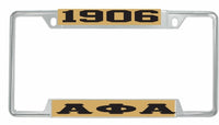 Alpha Phi Alpha 1906 Big Letter License Plate Frame [Decal Visible Frame - Gold/Black]