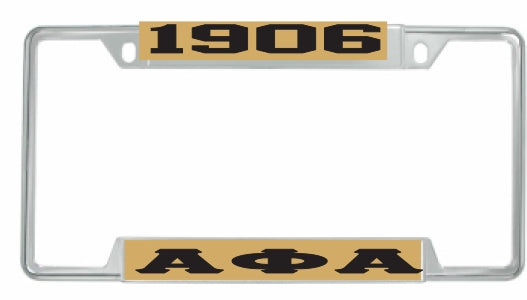 Alpha Phi Alpha 1906 Big Letter License Plate Frame [Decal Visible Frame - Gold/Black]
