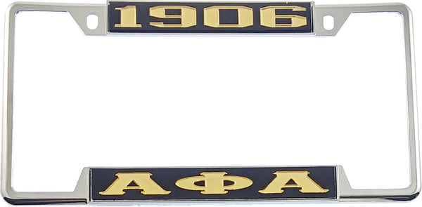 Alpha Phi Alpha 1906 Big Letter License Plate Frame [Decal Visible Frame - Black/Gold]