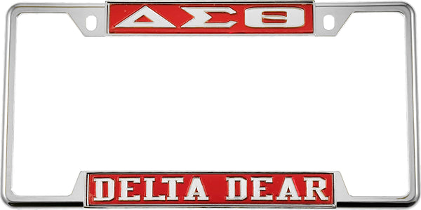 Delta Sigma Theta Delta Dear License Plate Frame [Decal Visible Frame - Red/Silver]