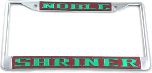 Shriner Noble License Plate Frame [Silver Standard Frame - Red/Green]