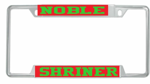 Shriner Noble License Plate Frame [Decal Visible Frame - Red/Green]