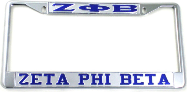 Zeta Phi Beta Classic License Plate Frame [Silver Standard Frame - Silver/Blue]
