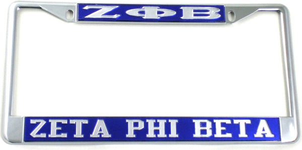Zeta Phi Beta Classic License Plate Frame [Silver Standard Frame - Blue/Silver]