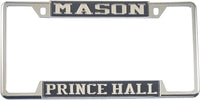 Mason Prince Hall License Plate Frame [Decal Visible Frame - Black/Silver]