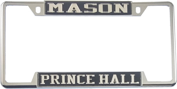 Mason Prince Hall License Plate Frame [Decal Visible Frame - Black/Silver]