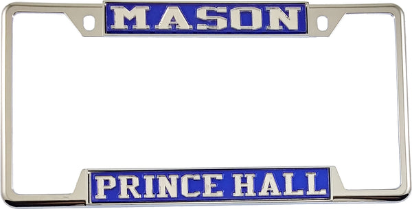 Mason Prince Hall License Plate Frame [Decal Visible Frame - Blue/Silver]