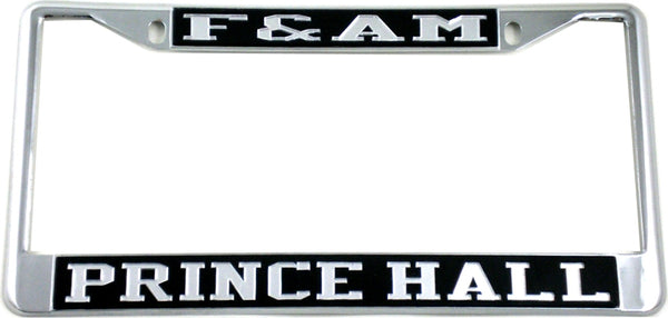 F&AM Prince Hall Mason License Plate Frame [Silver Standard Frame - Black/Silver]