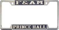 F&AM Prince Hall Mason License Plate Frame [Decal Visible Frame - Black/Silver]