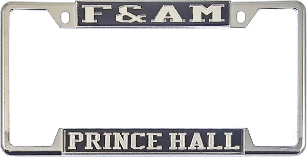 F&AM Prince Hall Mason License Plate Frame [Decal Visible Frame - Black/Silver]