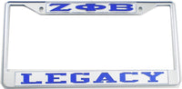 Zeta Phi Beta Legacy License Plate Frame [Silver Standard Frame - Silver/Blue]
