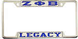 Zeta Phi Beta Legacy License Plate Frame [Decal Visible Frame - Silver/Blue]