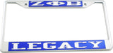 Zeta Phi Beta Legacy License Plate Frame [Silver Standard Frame - Blue/Silver]