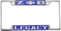 Zeta Phi Beta Legacy License Plate Frame [Decal Visible Frame - Blue/Silver]