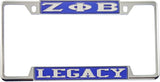 Zeta Phi Beta Legacy License Plate Frame [Decal Visible Frame - Blue/Silver]