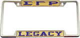 Sigma Gamma Rho Legacy License Plate Frame [Decal Visible Frame - Gold/Blue]