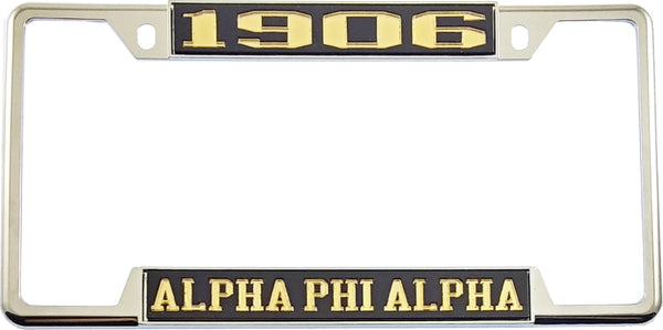 Alpha Phi Alpha 1906 License Plate Frame [Decal Visible Frame - Black/Gold]